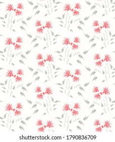 seamless vector flowers pattern on white    background