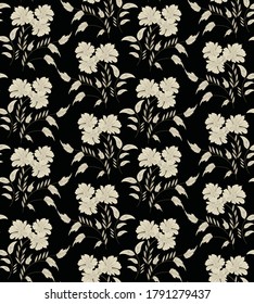 seamless vector flowers pattern on black     background