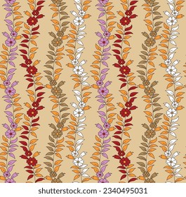 seamless vector flowers pattern on brown background