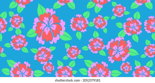 seamless vector flowers pink pattern background