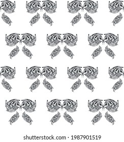 Seamless vector fluid pattern design wings victorian mask symmetry repeatable endless ornament