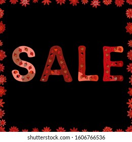 Seamless. Vector format. Illustration in red, orange and black colors. Sale Discount background for the online store, shop, promotional leaflet, poster, banner.