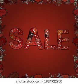 Seamless. Vector format. Picture in red, orange and black colors. Sale Discount background for the online store, shop, promotion, poster, promotional leaflet, banner.