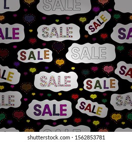 Seamless. Vector format. Picture in white, purple and black colors. Sale Discount background for the online store, shop, promotion, poster, promotional leaflet, banner.