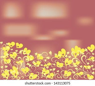 seamless vector frame with colorful hearts and curling branches