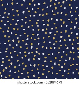 Seamless vector free hand doodle texture with dots, dry brush ink art.