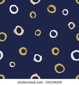 Seamless vector free hand doodle circle texture, dry brush ink art.