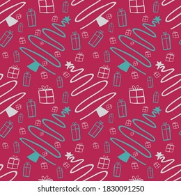 Seamless vector of free hands christmas tree on pastel background for making many kinds of online and offline media, paper printing or fabric work