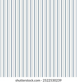 Seamless vector French country kitchen stripe fabric pattern print.Blue white vertical ticking strip