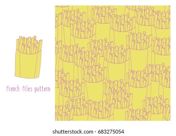 Seamless vector french fries pattern.