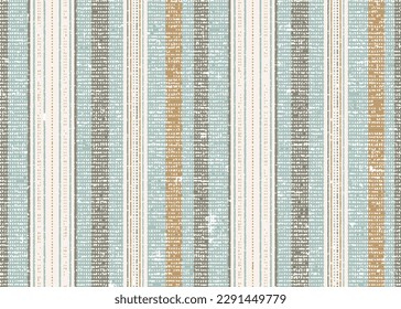 Seamless vector french stripe pattern. green winter Provence woven texture. Shabby chic style weave stitch background. . Textile rustic all over print