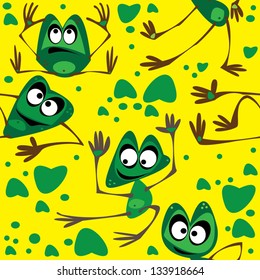 seamless vector frog on green background