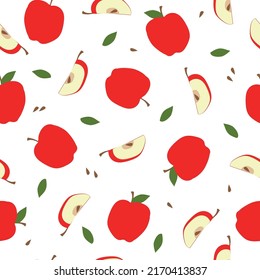 Seamless vector fruit pattern . red  apples. White background. fashionable print for textiles, wallpaper and packaging. anchor