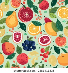 Seamless vector with fruits on background