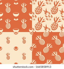 Seamless vector fruits patterns set