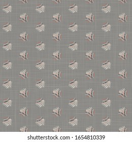 Seamless vector fun doodles swirl curve line pattern. Retro woven linen texture style background. Vintage 1950s warm color decorative all over print. Geo scribble abstract furnishing graphic swatch.