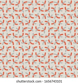 Nahtlose Vektorillustration lustige Doodles wirbeln Kurvenlinienmuster. Retro-Gewebe-Texturhintergrund. Vintage 1950er Jahre warme Farben dekorativ überall auf Druck. Geo Skribble abstrakte Einrichtung grafische Armbanduhr.
