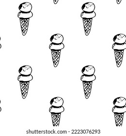 Seamless vector fun pattern ice cream cone