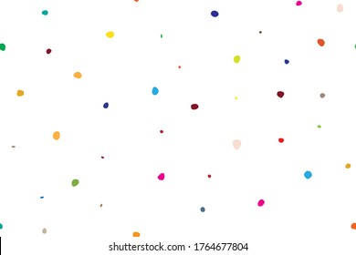 Seamless Vector Fun. Small Pattern Cool Bubble. Rainbow Happy Polka Background. Abstract Holiday Blob. Carnaval Ink Dot Sparkle. White Random Spot Confetti. Blue Vector Explosion Blast. Color Polkadot
