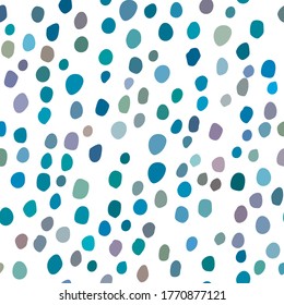 Seamless Vector Fun. Small Random Spot Birthday. Abstract Ink Dot Sparkle. White Polka Dot. Blue Flying Background Round. Blue Party Color Background. Abstract Vintage Spot. Blue Pattern Cute Design.