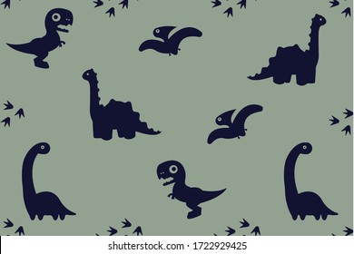 Seamless vector funny cartoon dinosaur collections.