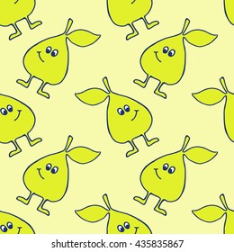 Seamless vector funny pear pattern