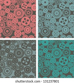 Seamless vector gear and cogwheel background retro color