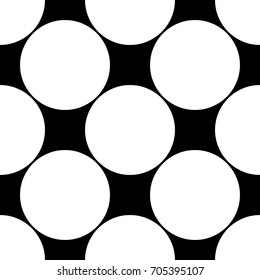Seamless vector geometric abstract monochrome pattern. White circles, round shapes on black background. Gift wrapping paper, interior, cloth, fabric or web design.