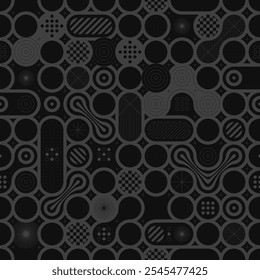 Seamless vector geometric abstract pattern made of grey circles