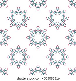 Seamless vector geometric abstract pattern. Creative round shapes made of short lines. Modern background