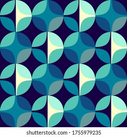 Seamless vector geometric abstract 
 retro pattern. An ornament of multi-colored circles and sters of  saturated contrasting natural tones.