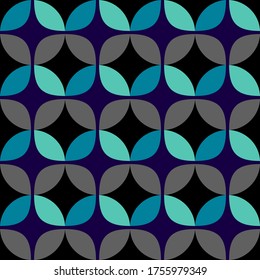 Seamless vector geometric abstract 
 retro pattern. An ornament of multi-colored circles and sters of  saturated contrasting natural tones.