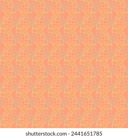 Seamless vector geometric art deco pattern with arches and gradients on a stylish orange background. Suitable for interior, wallpaper, fabrics, clothing, stationery.

