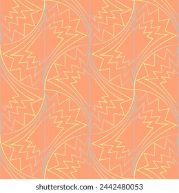 Seamless vector geometric art deco pattern with arches and gradients on a stylish orange background. Suitable for interior, wallpaper, fabrics, clothing, stationery.

