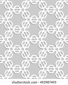 Seamless vector geometric background in arabian style. Islamic pattern, ethnic ornament. Endless hexagonal texture for wallpaper, banners, invitation cards. Gray and white graphic lace background
