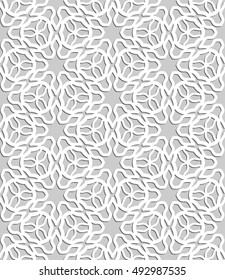 Seamless vector geometric background in arabian style. Islamic pattern, ethnic ornament. Endless hexagonal texture for wallpaper, banners, invitation cards. Gray and white graphic lace background