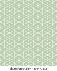 Seamless vector geometric background in arabian style. Islamic pattern, ethnic ornament. Endless hexagonal texture for wallpaper, banners, invitation cards. Green and white graphic lace background