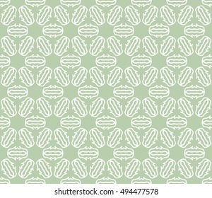 Seamless vector geometric background in arabian style. Islamic pattern, ethnic ornament. Endless hexagonal texture for wallpaper, banners, invitation cards. Green and white graphic lace background