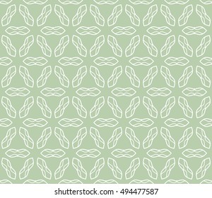 Seamless vector geometric background in arabian style. Islamic pattern, ethnic ornament. Endless hexagonal texture for wallpaper, banners, invitation cards. Green and white graphic lace background