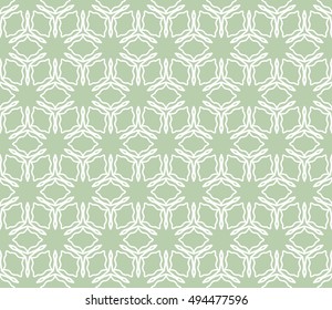 Seamless vector geometric background in arabian style. Islamic pattern, ethnic ornament. Endless hexagonal texture for wallpaper, banners, invitation cards. Green and white graphic lace background