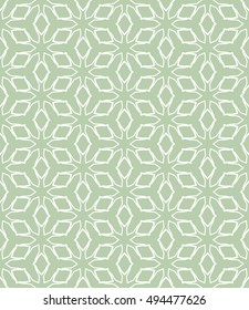 Seamless vector geometric background in arabian style. Islamic pattern, ethnic ornament. Endless hexagonal texture for wallpaper, banners, invitation cards. Green and white graphic lace background