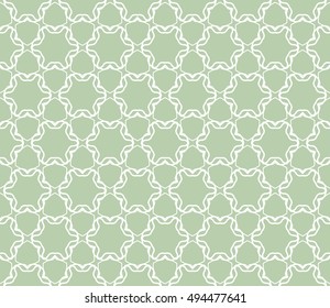 Seamless vector geometric background in arabian style. Islamic pattern, ethnic ornament. Endless hexagonal texture for wallpaper, banners, invitation cards. Green and white graphic lace background