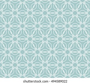 Seamless vector geometric background in arabian style. Islamic pattern, ethnic ornament. Endless hexagonal texture for wallpaper, banners, invitation cards. Blue and white graphic lace background