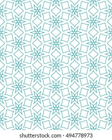 Seamless vector geometric background in arabian style. Islamic pattern, ethnic ornament. Endless hexagonal texture for wallpaper, banners, invitation cards. Green and white graphic lace background