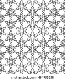 Seamless vector geometric background in arabian style. Islamic pattern, ethnic ornament. Endless hexagonal texture for wallpaper, banners, invitation cards. Black and white graphic lace background