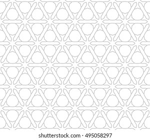 Seamless vector geometric background in arabian style. Islamic pattern, ethnic ornament. Endless hexagonal texture for wallpaper, banners, invitation cards. Gray and white graphic lace background