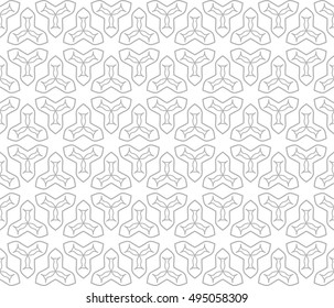 Seamless vector geometric background in arabian style. Islamic pattern, ethnic ornament. Endless hexagonal texture for wallpaper, banners, invitation cards. Gray and white graphic lace background