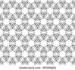 Seamless vector geometric background in arabian style. Islamic pattern, ethnic ornament. Endless hexagonal texture for wallpaper, banners, invitation cards. Black and white graphic lace background