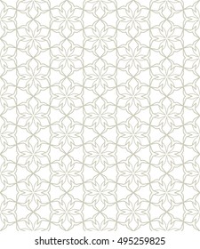 Seamless vector geometric background in arabian style. Islamic pattern, ethnic ornament. Endless hexagonal texture for wallpaper, banners, invitation cards. Brown and white graphic lace background