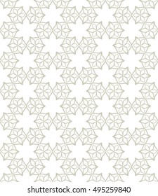 Seamless vector geometric background in arabian style. Islamic pattern, ethnic ornament. Endless hexagonal texture for wallpaper, banners, invitation cards. Brown and white graphic lace background